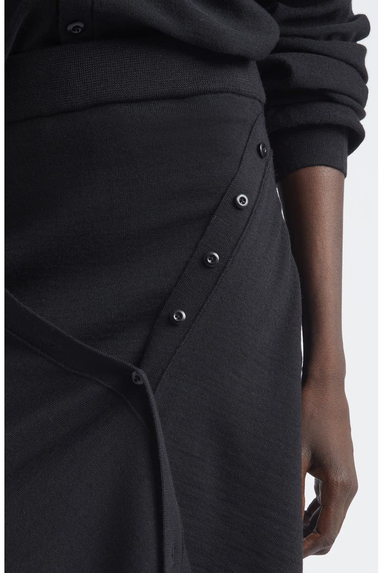 Button Drape Merino Wool Blend Skirt, Alternate, color, BLACK