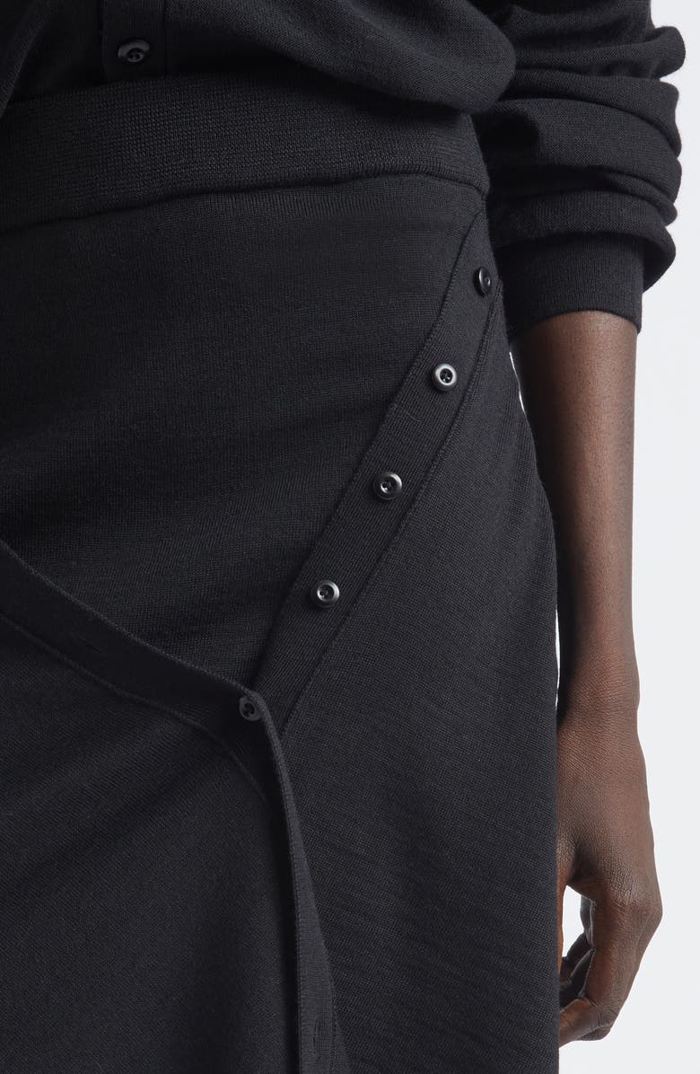 Lemaire Button Drape Merino Wool Blend Skirt, Alternate, color, Black