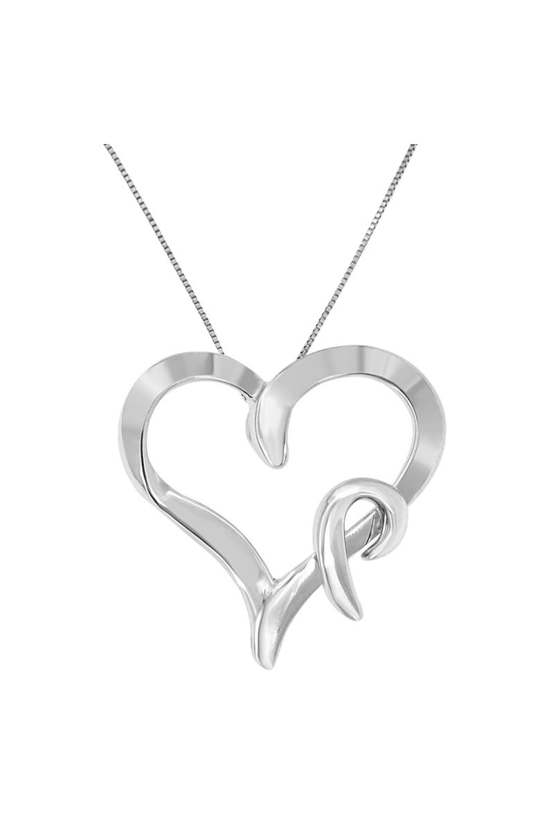 Haus of Brilliance .925 Sterling Silver Heart Shaped Pendant Necklace, Alternate, color, White