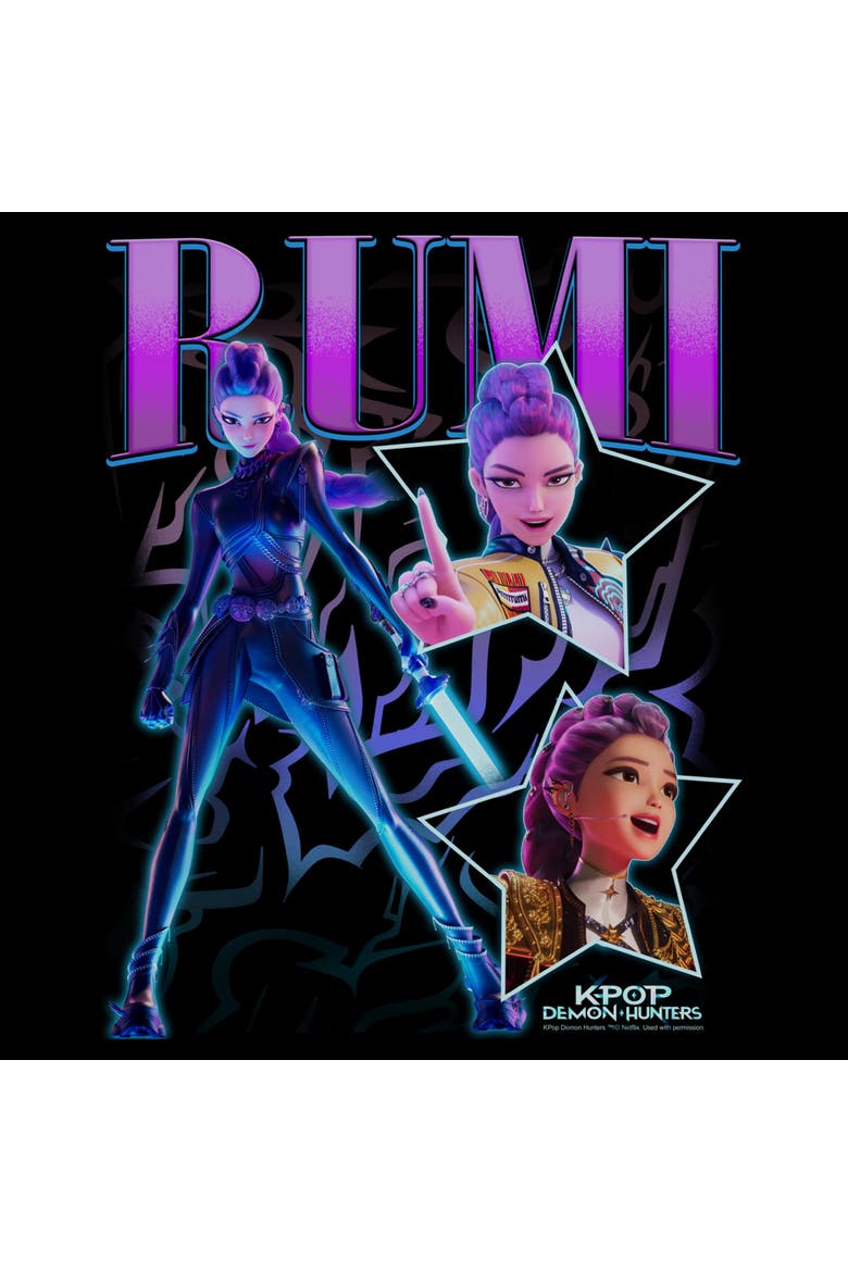 Men's Rumi Super Star Logo Long Sleeve Crewneck Sweatshirt, Alternate, color, Black