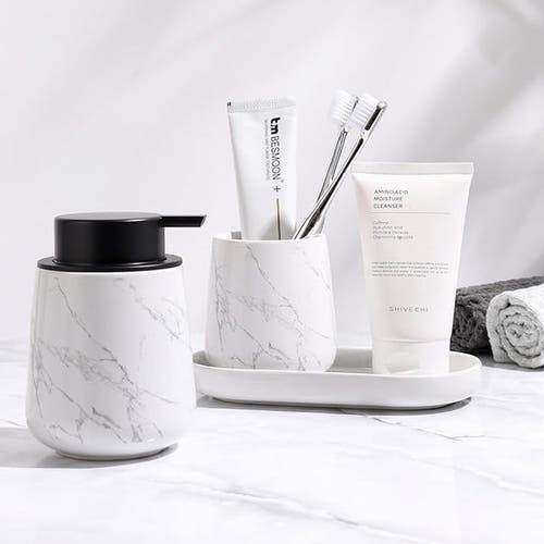 Bosilunlife Marble 3-piece Bathroom Set Sustainable Ceramic