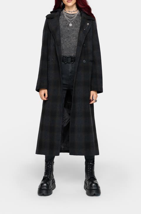 Marceline Hooded Check Longline Coat