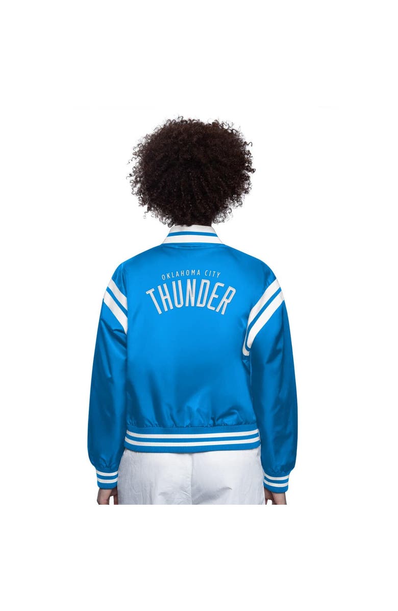STARTER Women's Starter Blue/White Oklahoma City Thunder Full Count Satin Full-Snap Varsity Jacket, Alternate, color, Blue