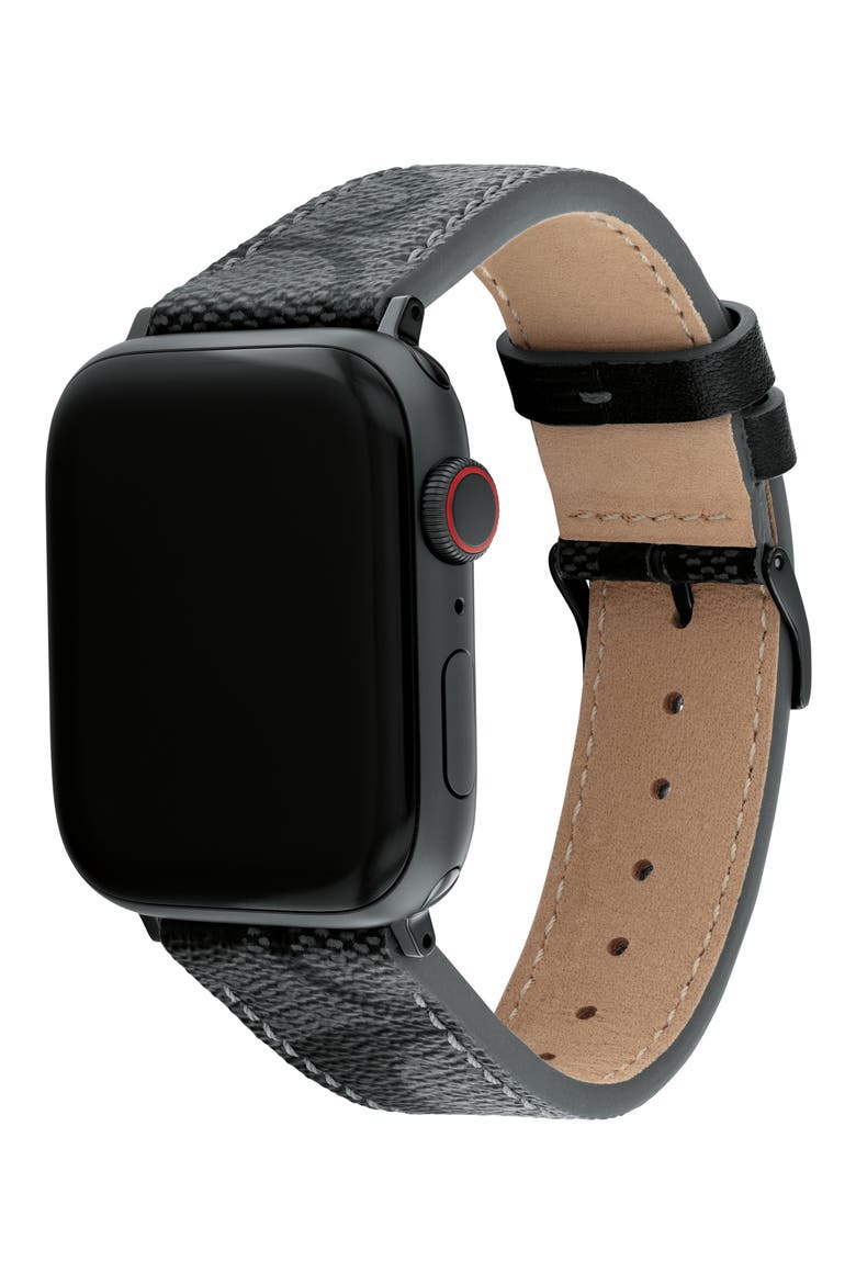 Signature Canvas Apple Watch® Watchband, Alternate, color, BLACK