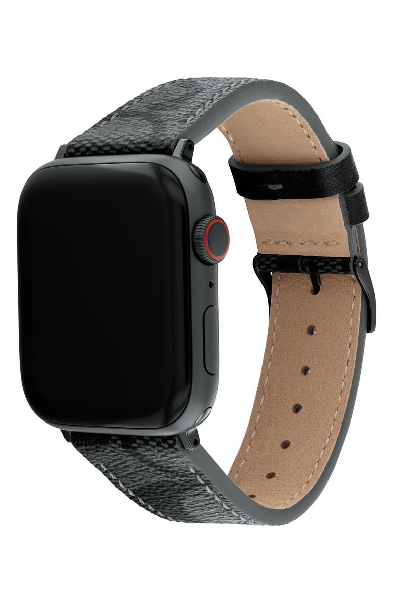 COACH Signature Canvas Apple Watch<sup>®</sup> Watchband, Alternate, color, Black