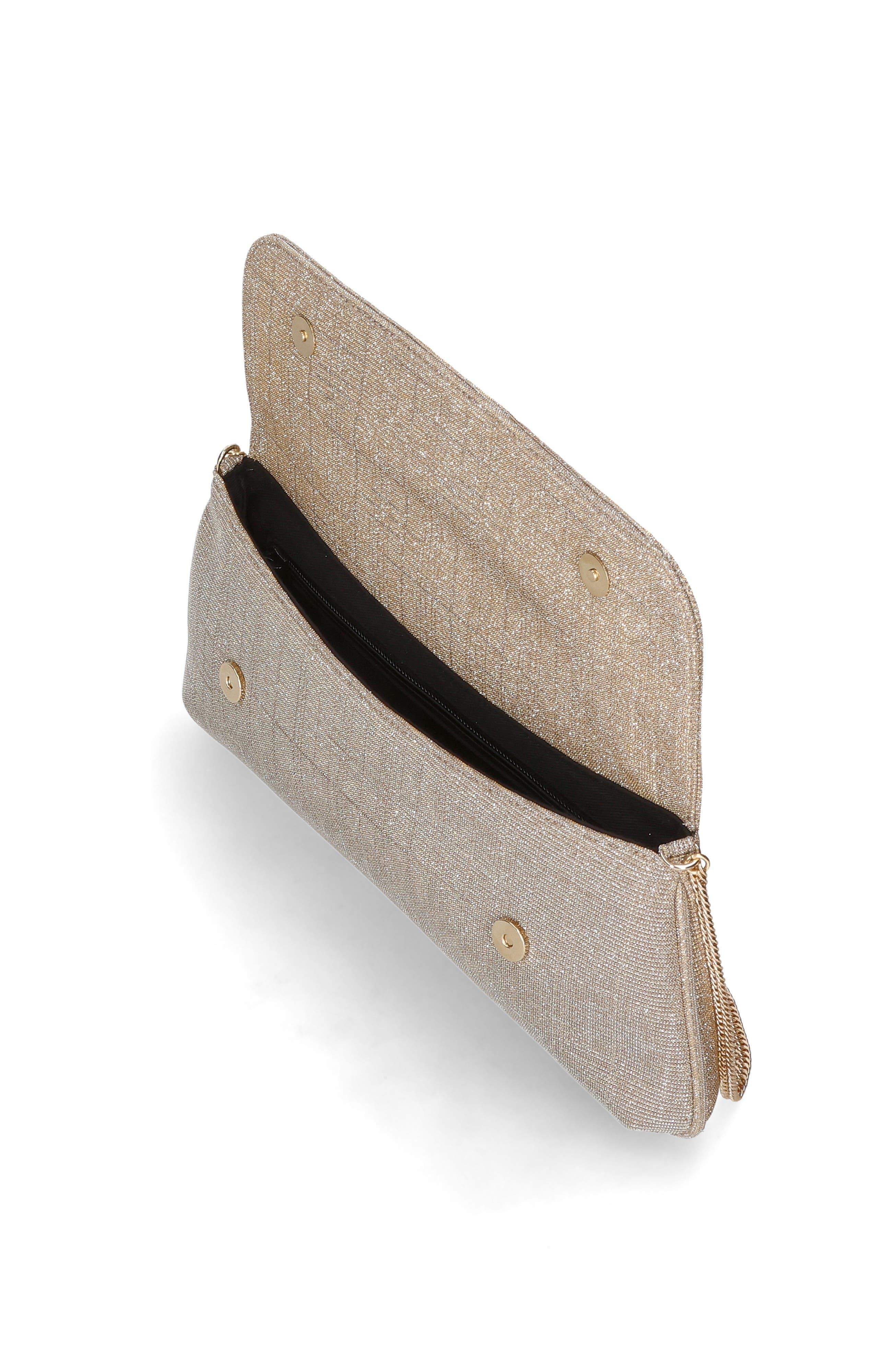 MASCARO Medium Clutch With Cross Body Chain Strap, Alternate, color, Champagne Gold