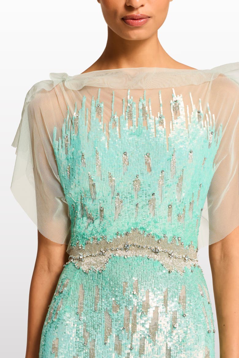 Magnolia Sequin-Embellished Dress, Alternate, color, Seafoam Green