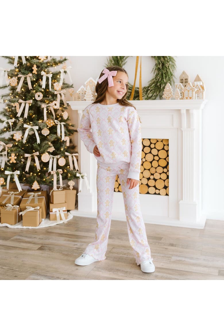 Gingerbread Bow Trellis Christmas Sweatshirt, Alternate, color, Ballet Pink