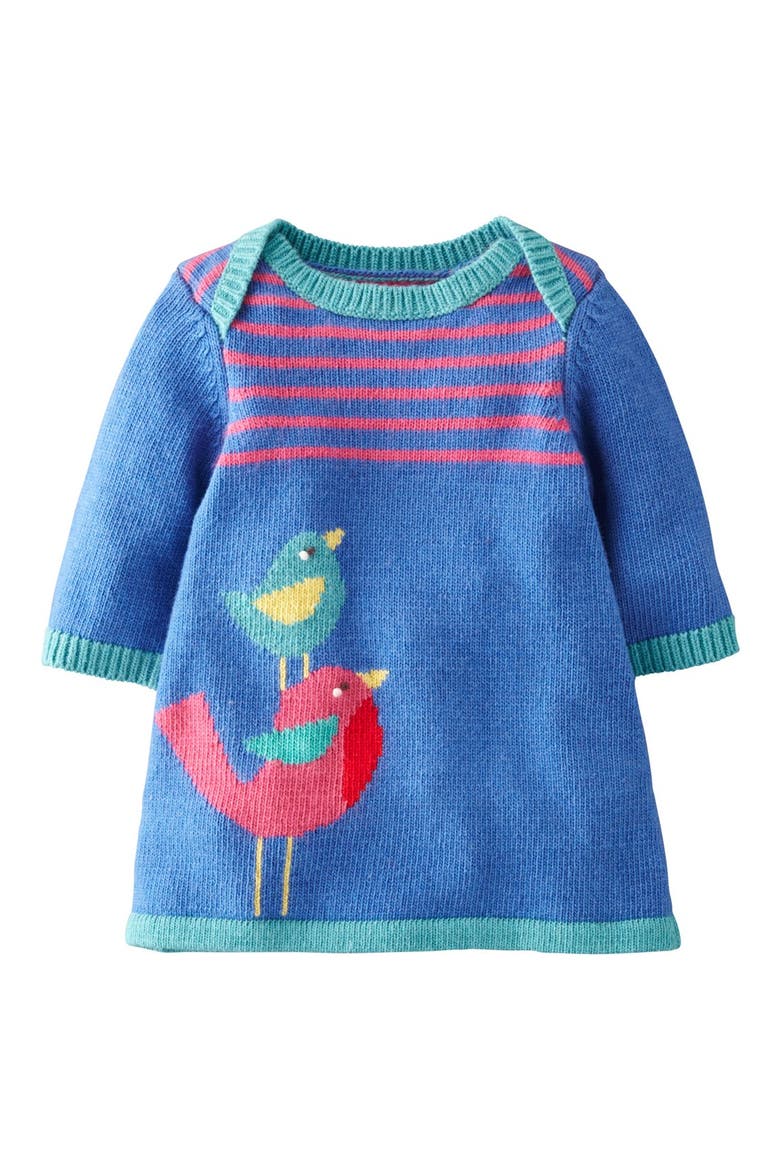 'My Baby' Intarsia Sweater Dress, Main, color, MID BLUE BIRD