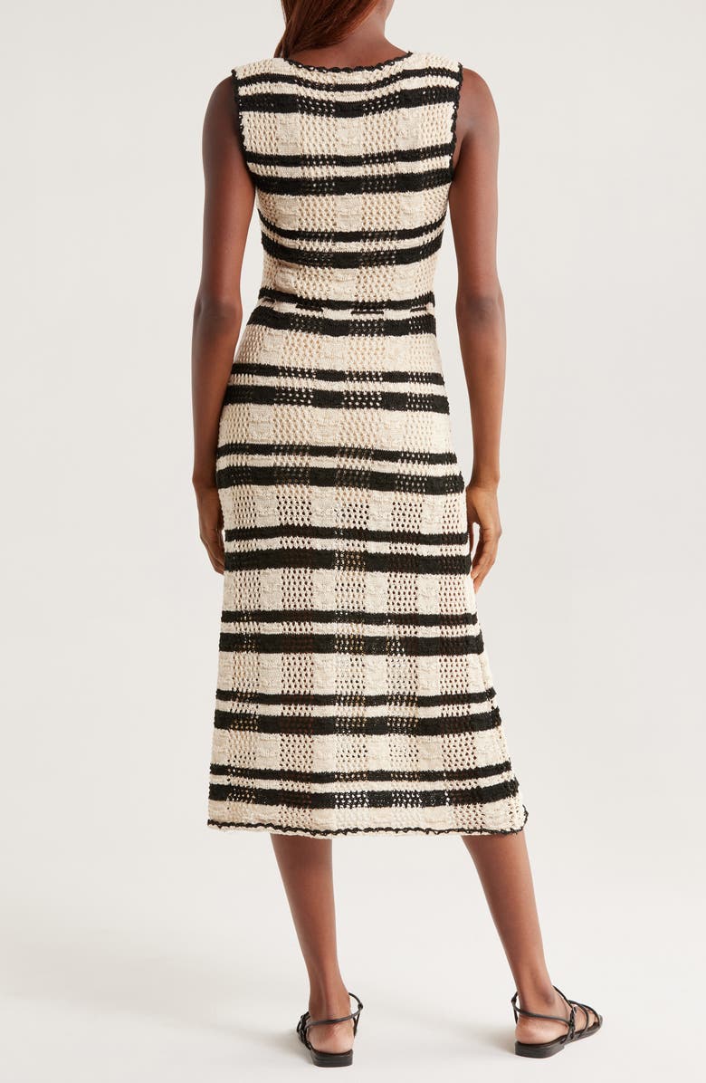 Elan Stripe Cotton Blend Midi Cover-Up Dress, Alternate, color, Natural Black Stripe