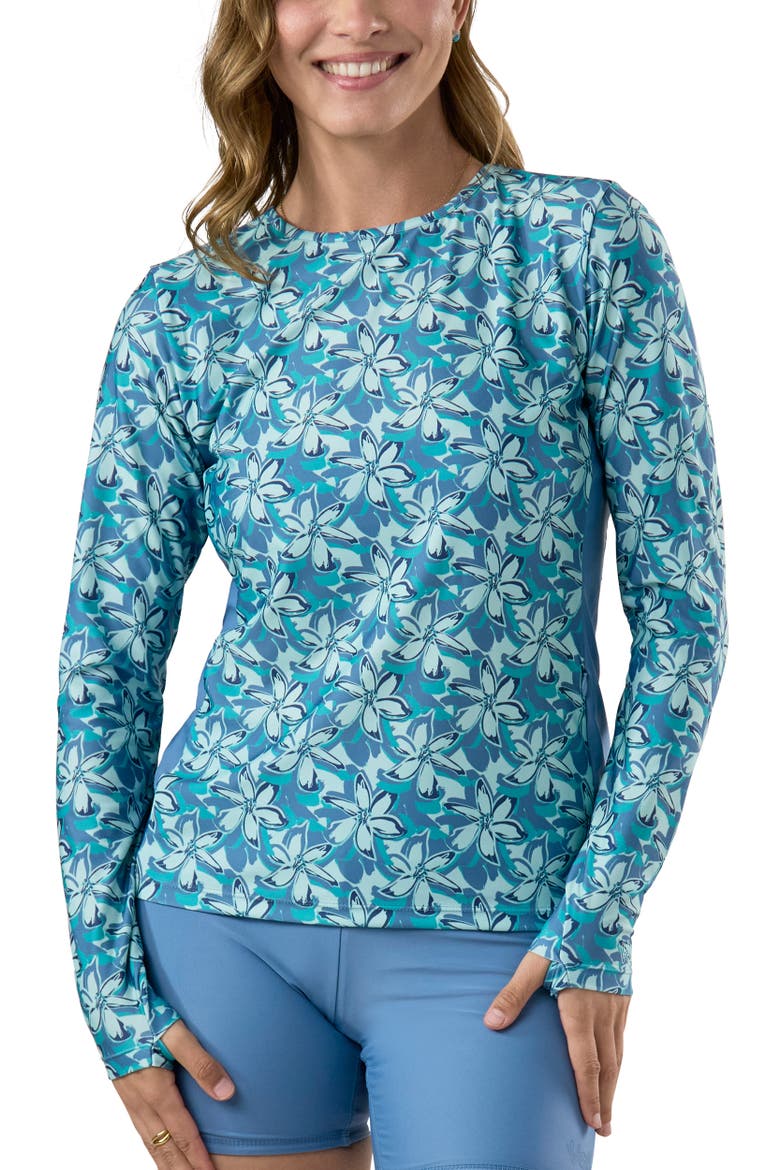 LS Crew Sun & Swim Shirt, Main, color, Baltic Ocean Lily