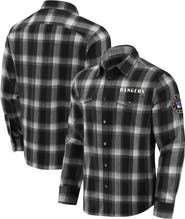 Darius Rucker Collection by Fanatics Men's Darius Rucker Collection by Fanatics Black New York Rangers Flannel Plaid Full-Snap Shirt