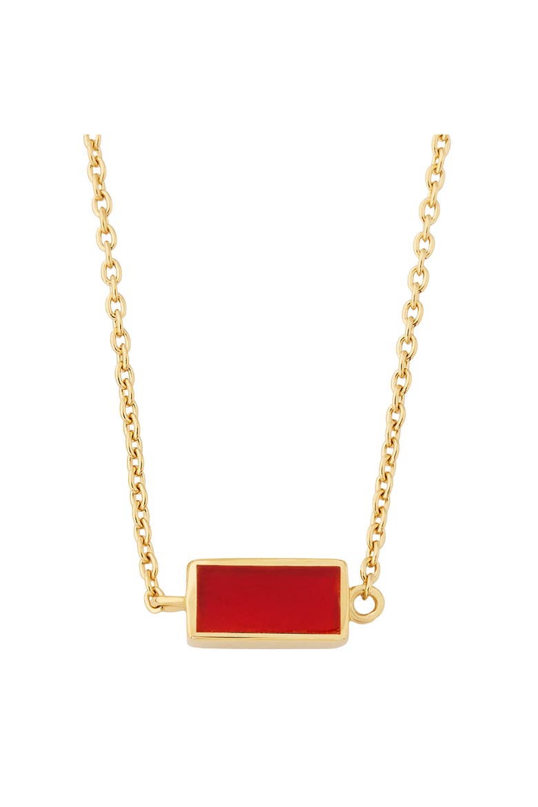 Single Station Rectangle Dash Necklace In Sterling 18K Gold Overlay, Main, color, RED