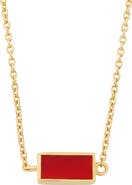Jan Leslie Single Station Rectangle Dash Necklace In Sterling 18K Gold Overlay