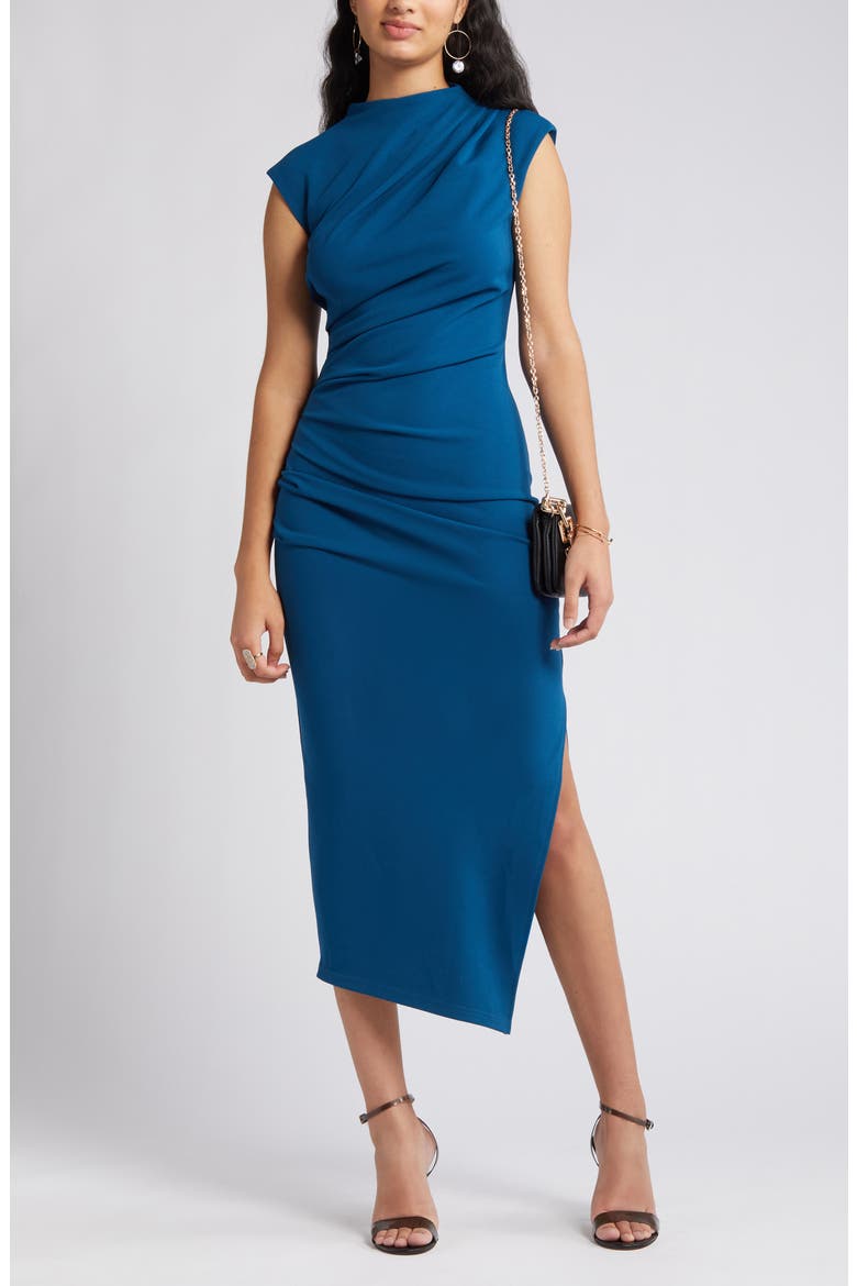 Dida Funnel Neck Cocktail Dress, Main, color, BLUE