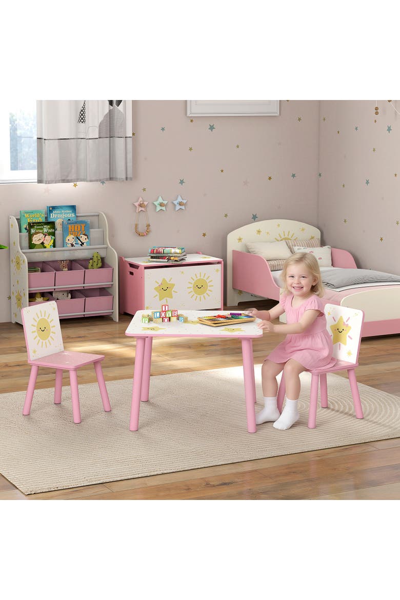 3-Piece Kids Table & Chairs Set, Bedroom/Nursery/Playroom, Alternate, color, Pink