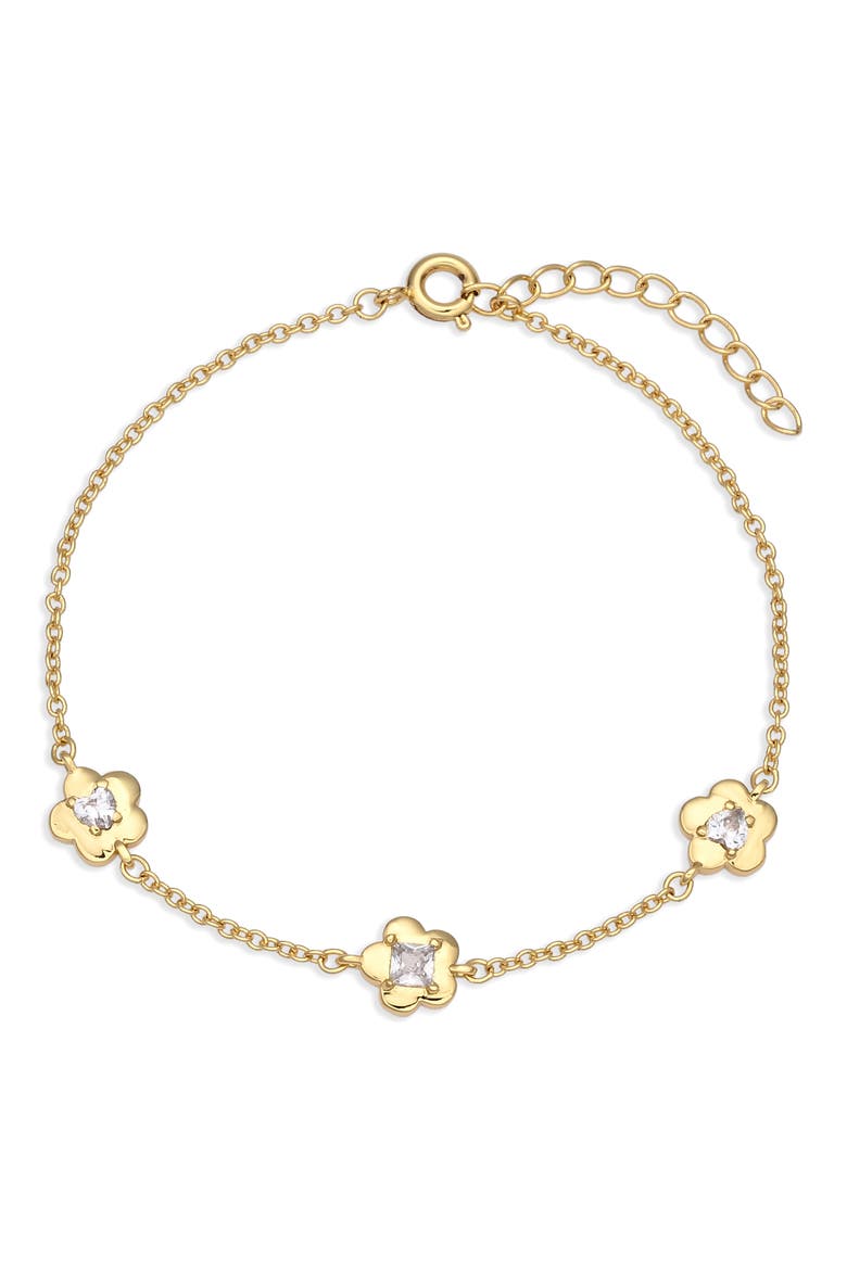 Soren Bloom Cubic Zirconia Chain Bracelet, Main, color, GOLD