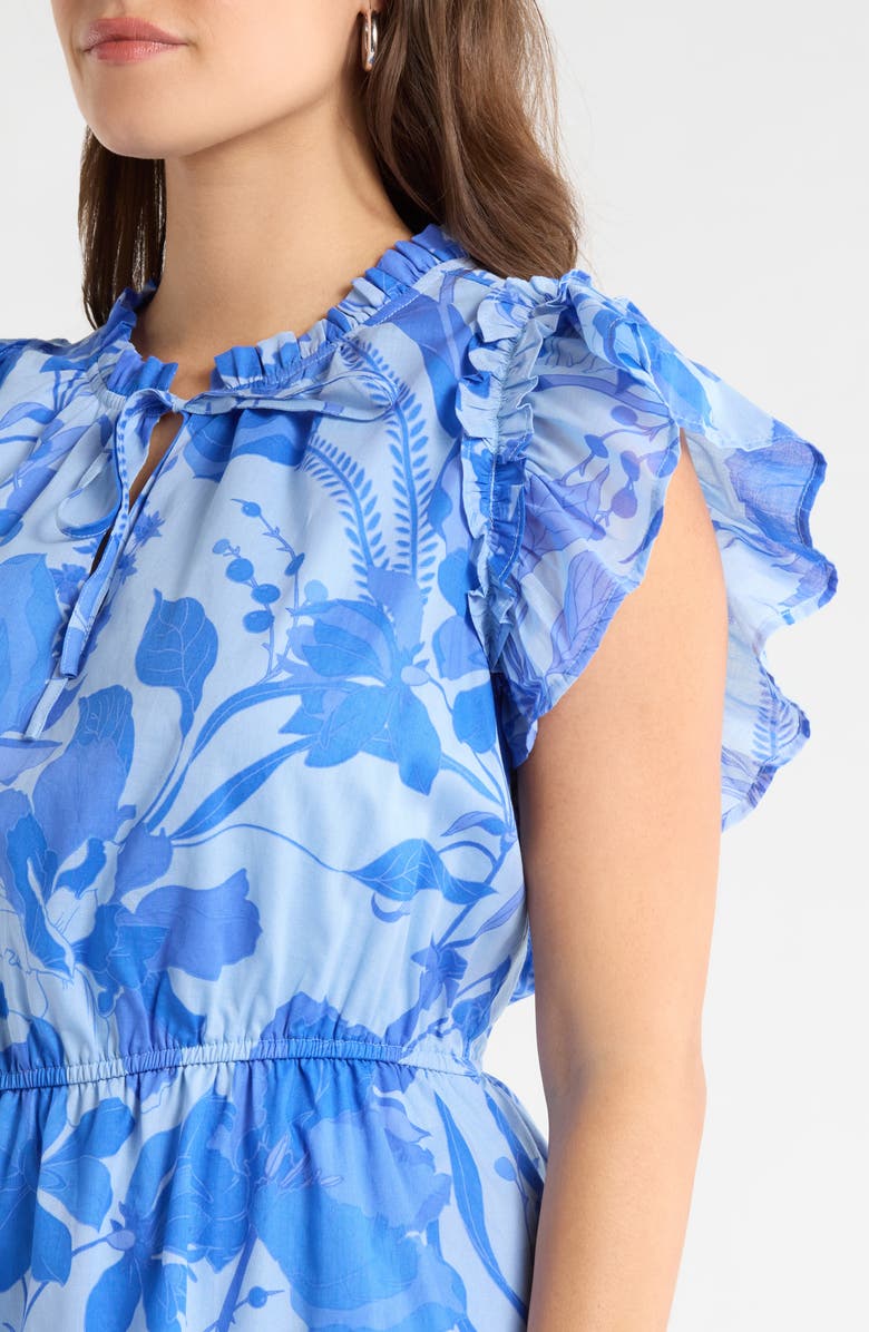 SUGARLIPS Evren Tropics Sardy Cotton Minidress, Alternate, color, Light-Blue-Multi