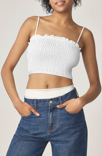 Florence By Mills Smocked Crop Camisole In White