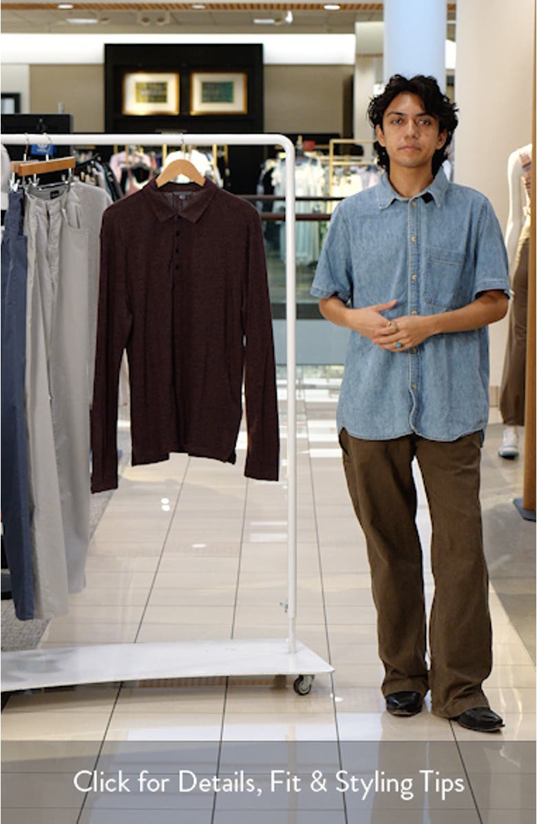 Jalen Three Color Marl Jacquard Long Sleeve Polo, sales video thumbnail