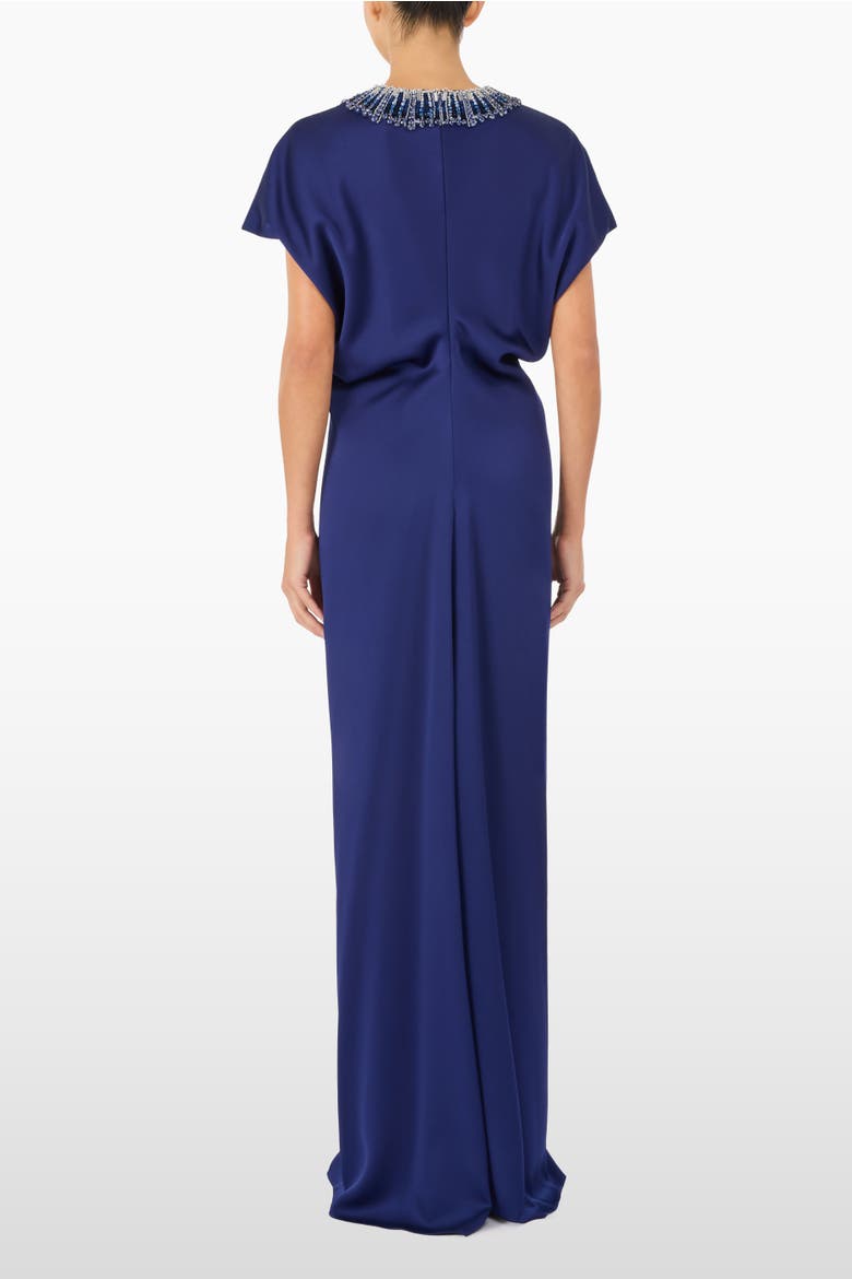 Novak Embellished-Collar Maxi Dress, Alternate, color, Abyss Blue