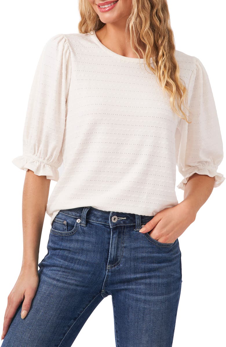 CeCe Texture Ruffle Sleeve Top, Main, color, 