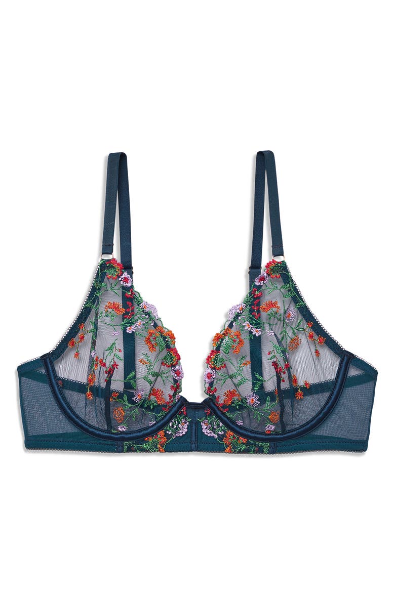 Etam Gourmandise Underwire Unlined Bra, Alternate, color, Petrol Blue