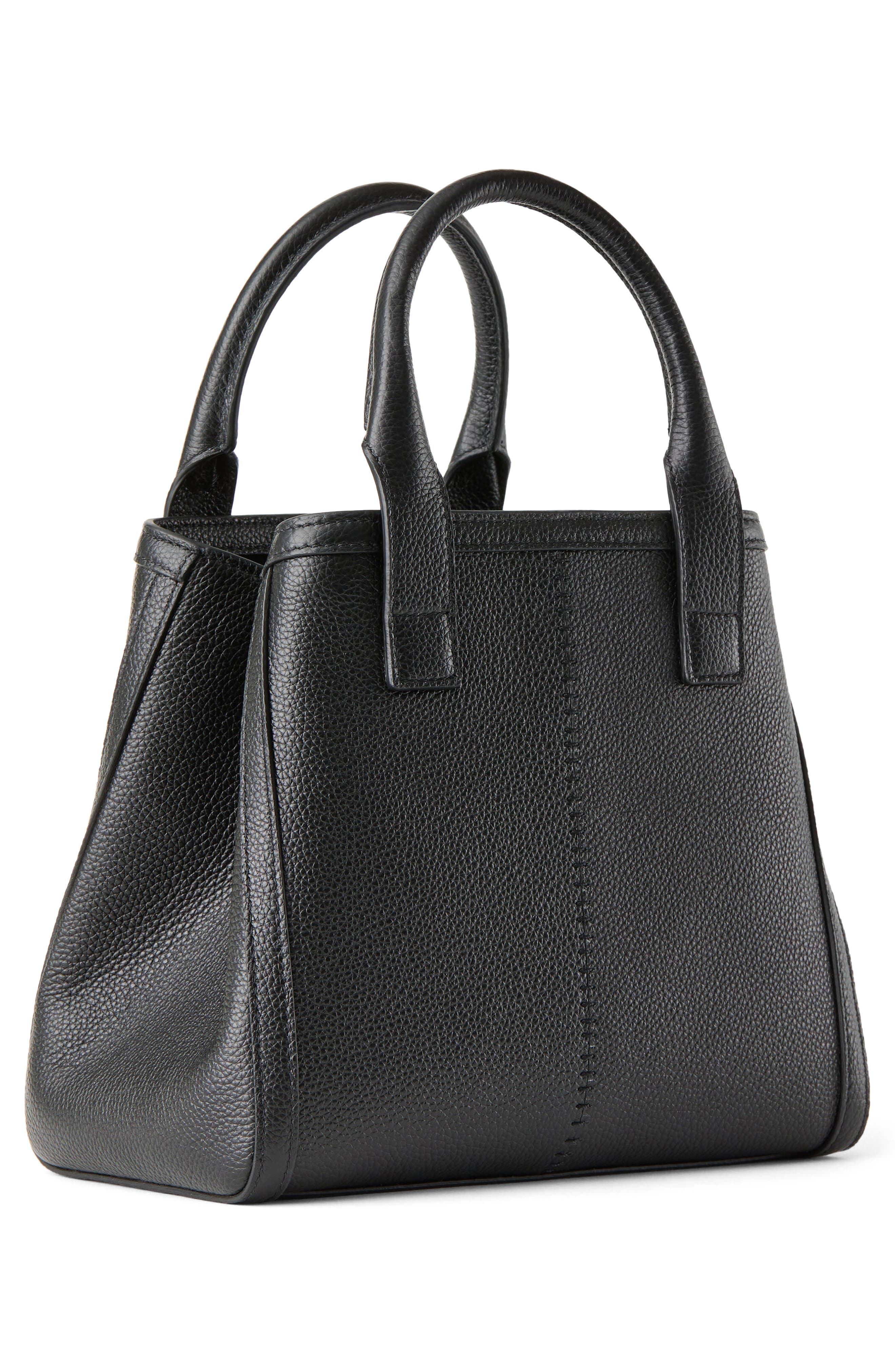 Lafayette 148 New York Mini L Grained Leather Tote, Alternate, color, Black