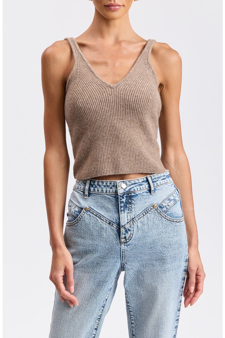 Shawl Collar Shrug & Knit Tank Set, Alternate, color, MUSHROOM