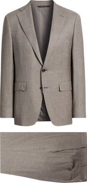 Canali Capri Trim Fit Light Brown Mélange Super 150s Wool Suit