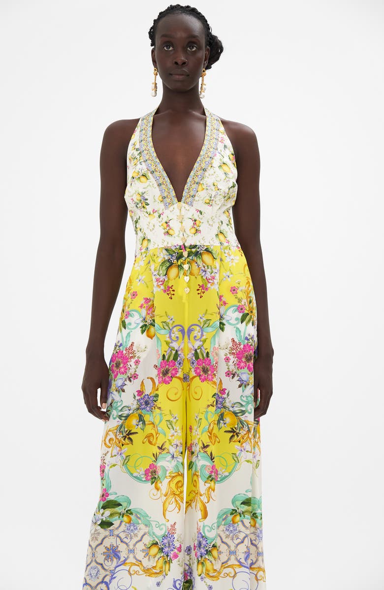 Camilla Caterina Spritz Halter Neck Silk Jumpsuit, Alternate, color, 