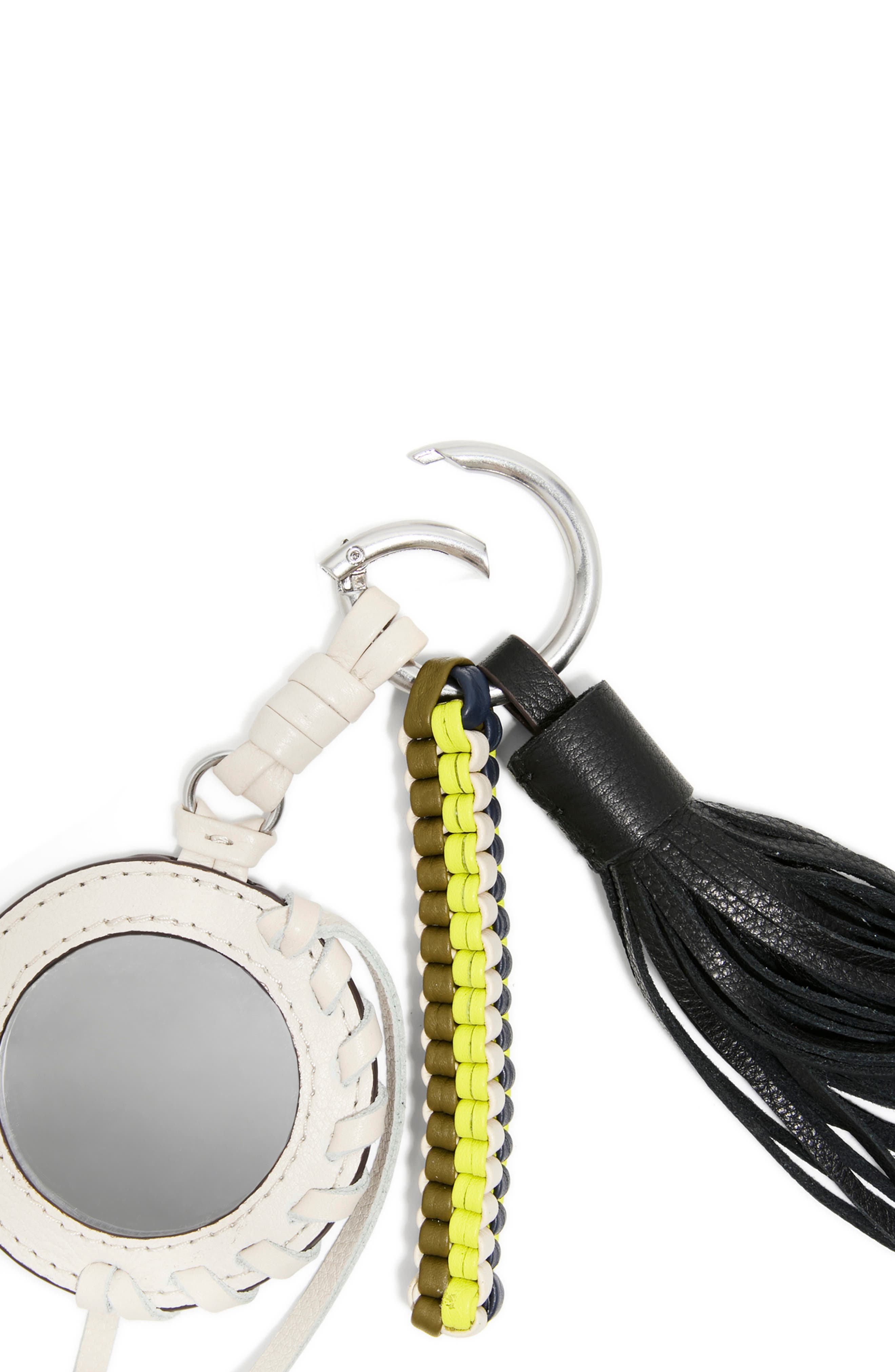 AIMEE Mirror Bag Charm, Alternate, color, White Multi