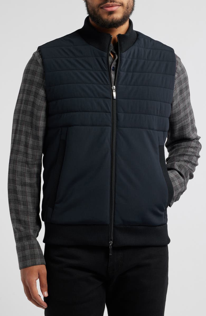 Robert Barakett Fremantle Quilted Corduroy Vest, Alternate, color, Black