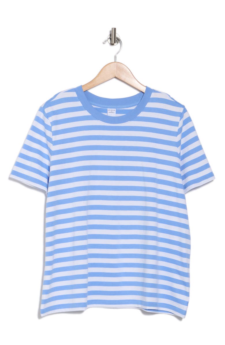 Melrose and Market Stripe Crewneck T-Shirt, Alternate, color, Blue White Patricia Stripe
