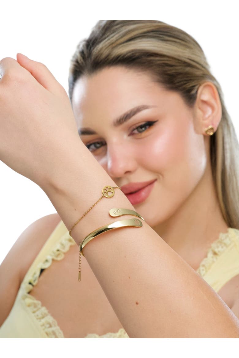 LoveyPaws Link Charm Paw Print  Bracelet, Alternate, color, Gold