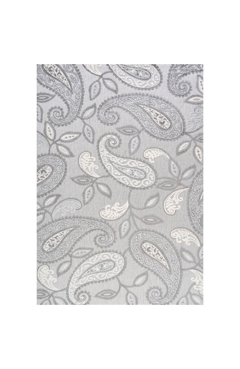 JONATHAN Y Julien Paisley High-Low Light Indoor/Outdoor Area Rug, Main, color, Light Gray/Ivory