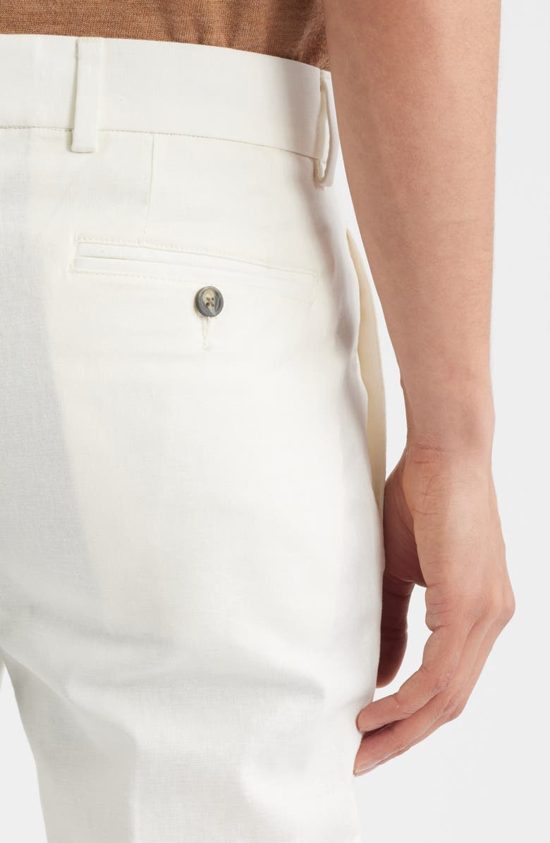 Berle Pleated Cotton & Linen Straight Leg Pants, Alternate, color, 