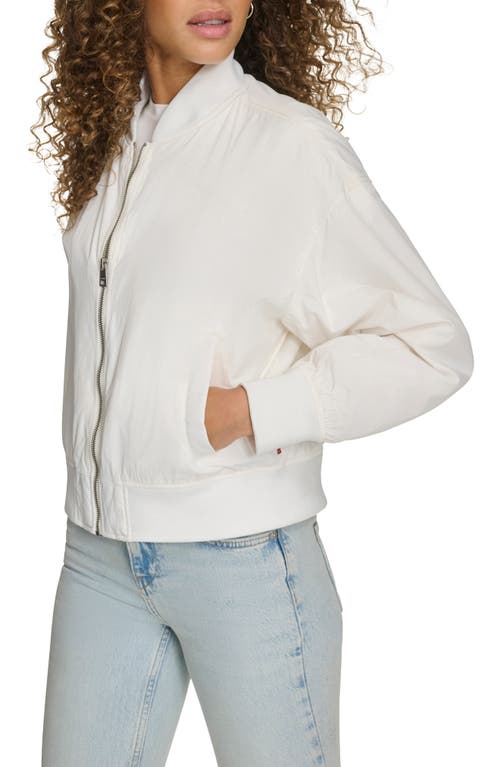 Levi's Women's Relaxed Zip-front Ribbed-hem Bomber Jacket In White