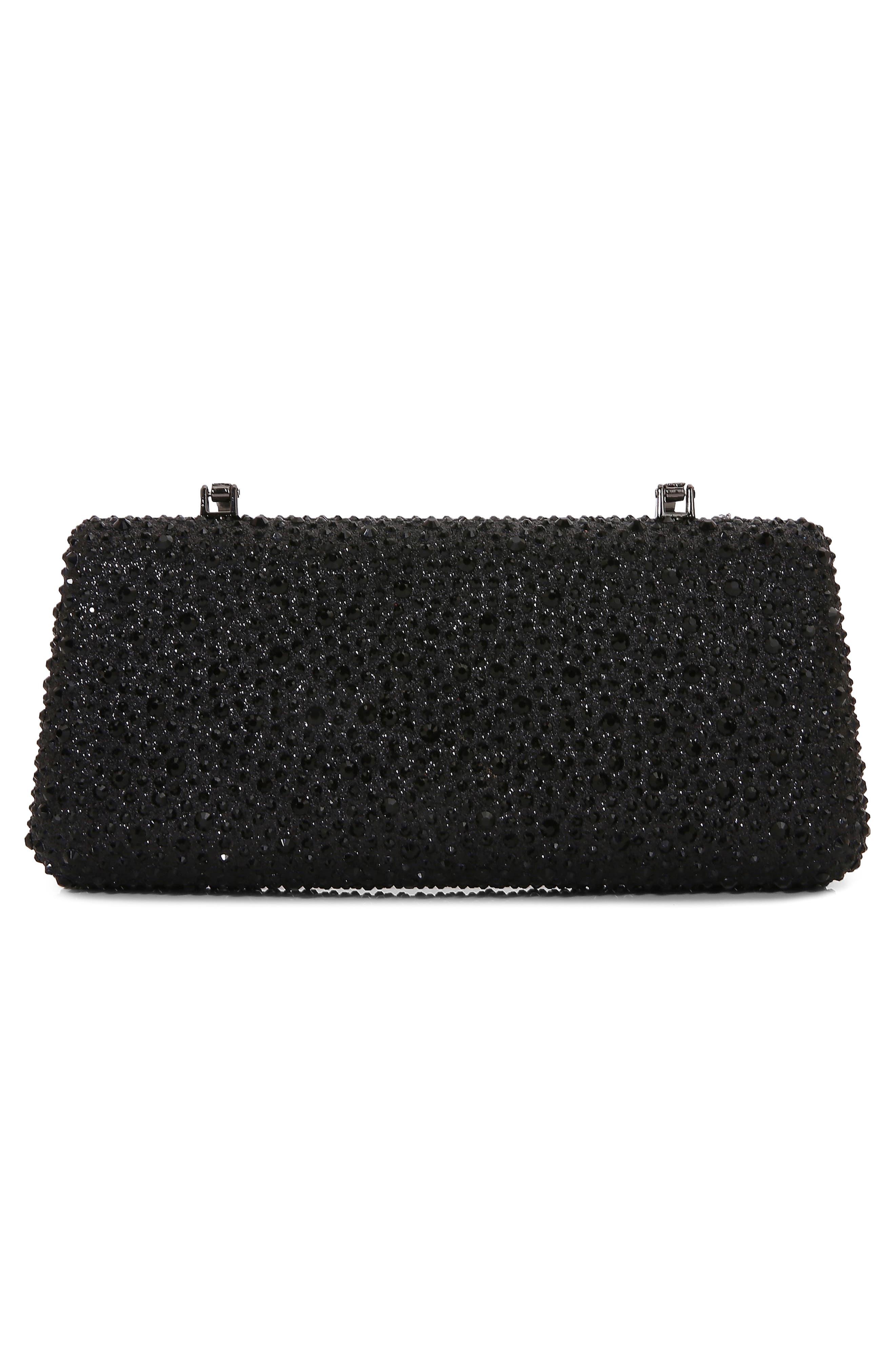 Rhinestone Elongated Snap Clutch, Alternate, color, BLACK
