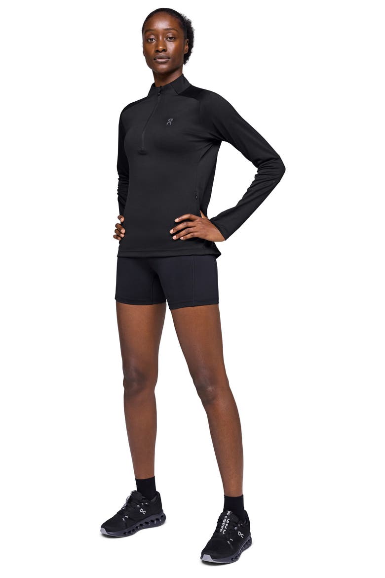 Climate Quarter Zip Running Top, Alternate, color, BLACK