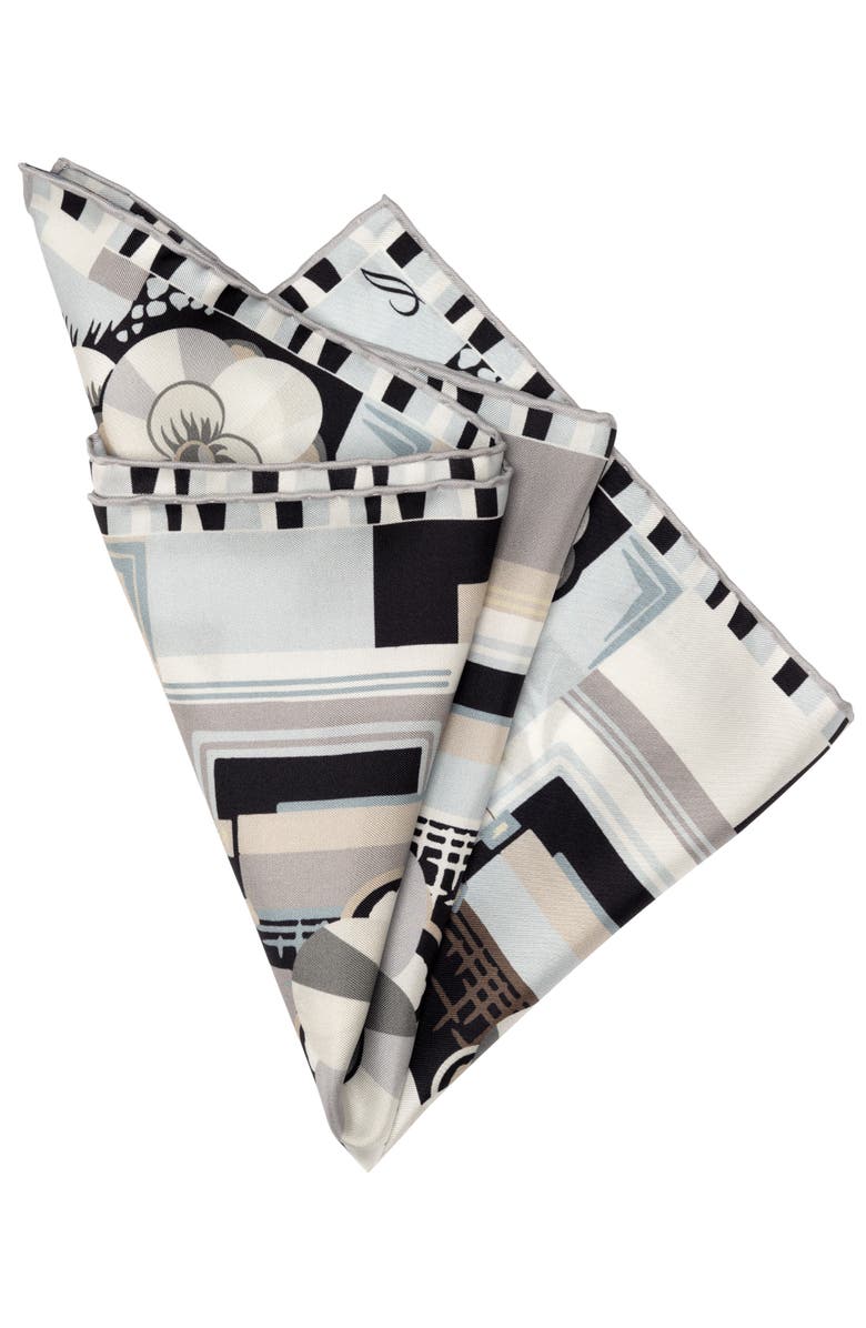 Elizabetta Piero - Silk Pocket Square for Men, Alternate, color, Grey