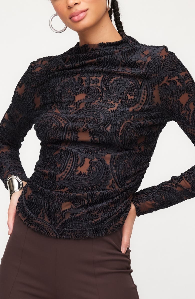 FIFTEEN TWENTY Khami Long Sleeve Burnout Velvet Top, Alternate, color, 