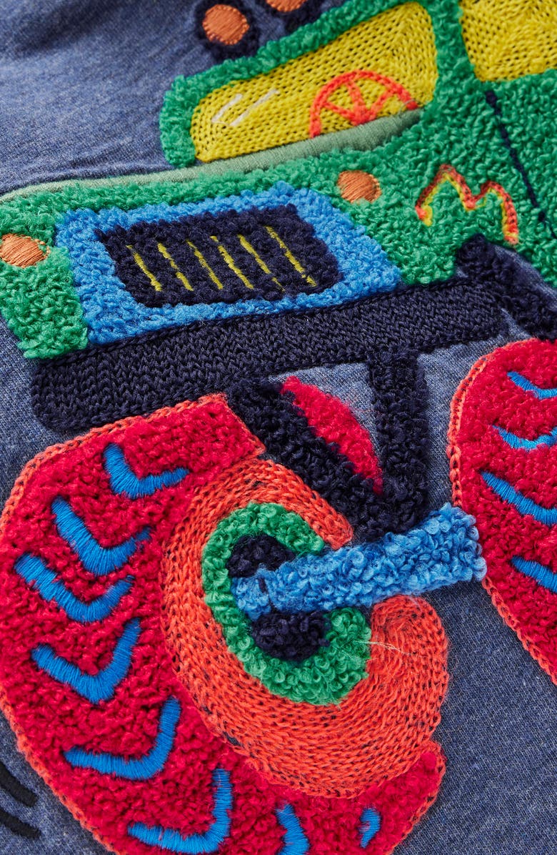 Boden Kids' Bouclé Truck Long Sleeve T-Shirt, Alternate, color, Denim Marl Monster Truck