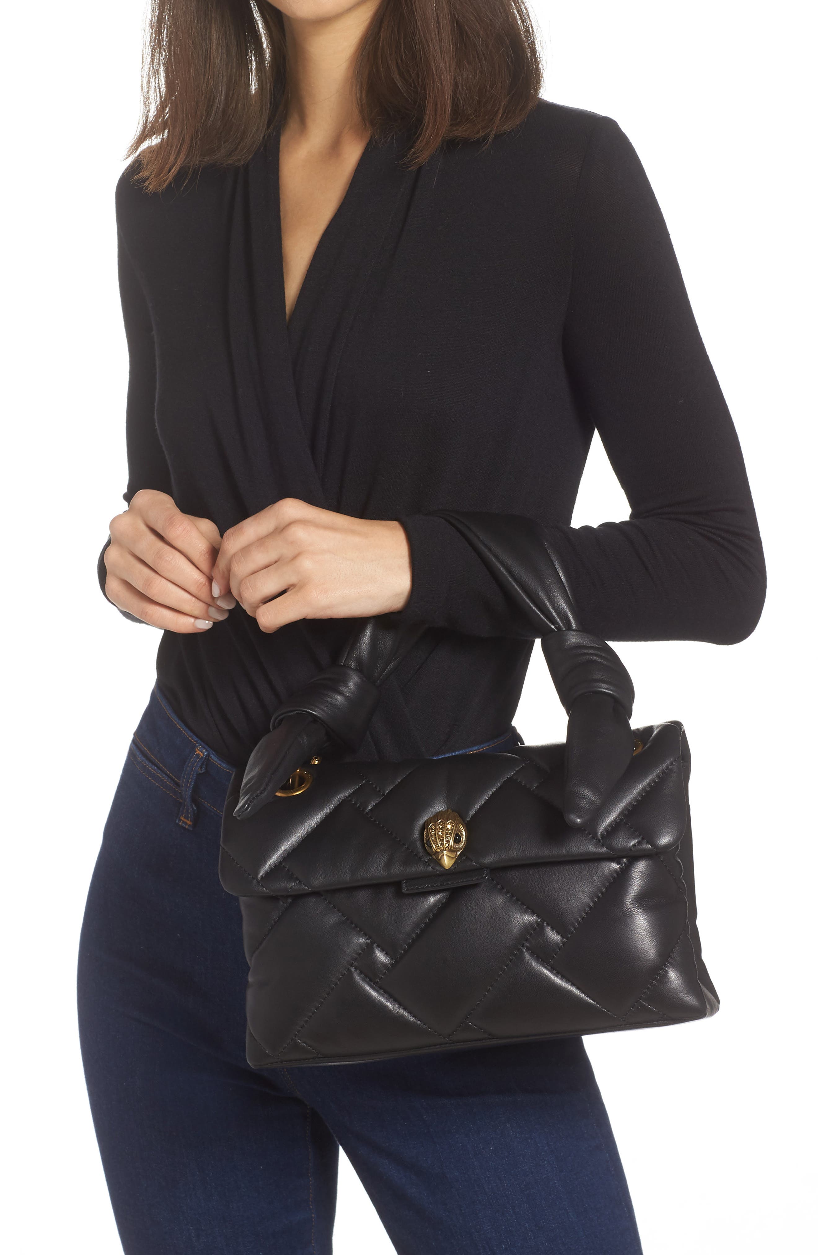 Kurt Geiger London Kensington Knot Handle Quilted Leather Crossbody Bag, Alternate, color, 