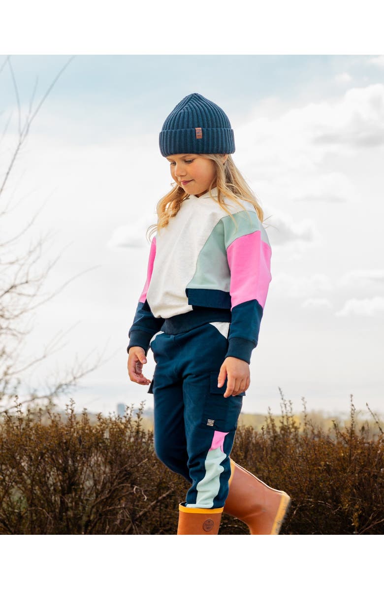 Deux par Deux Girl's Cargo Jogging Pant Navy, Alternate, color, 