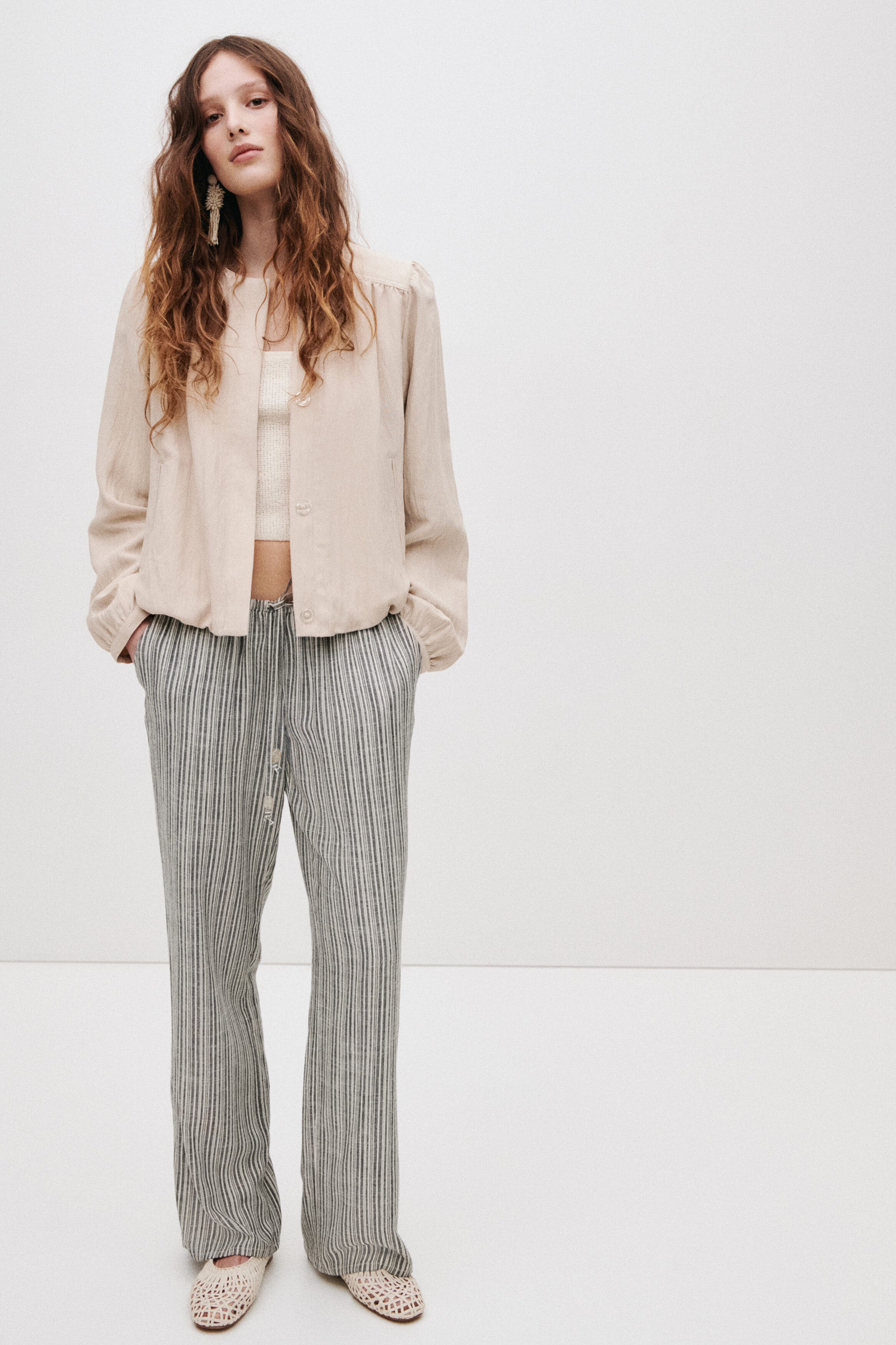 Linen-blend Drawstring Trousers - image 4