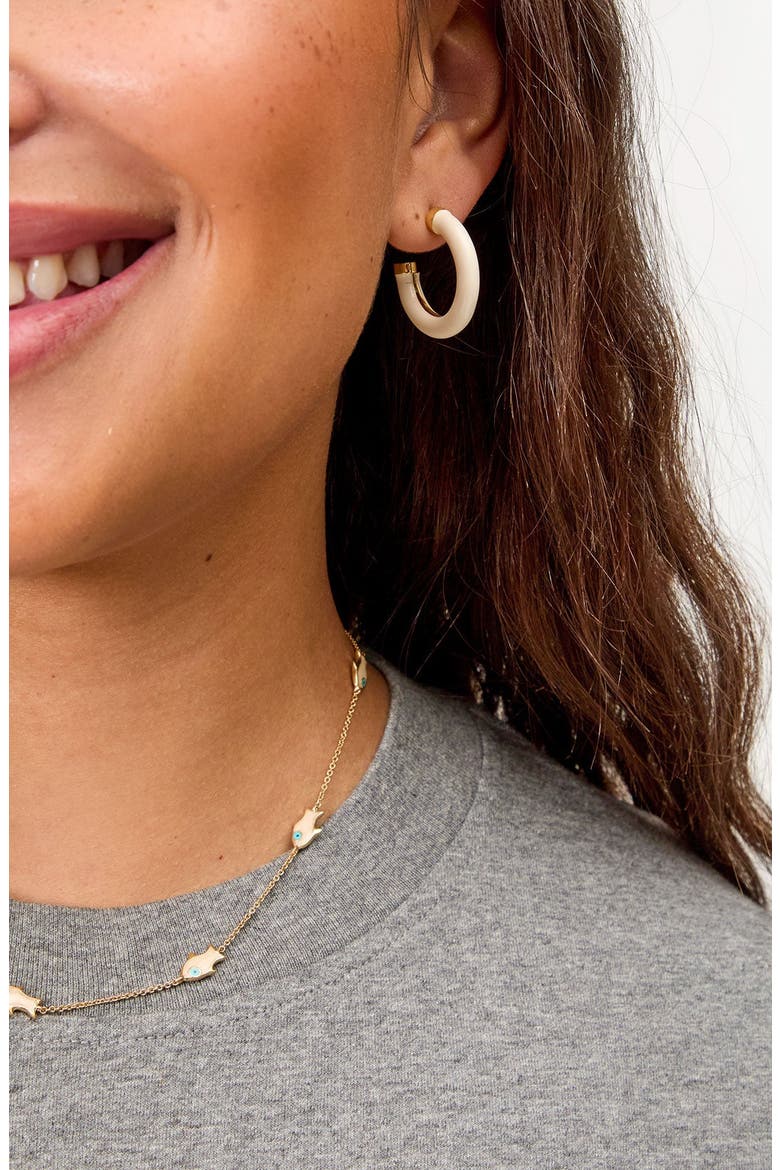 Le Tube Hoop Earrings, Alternate, color, CREAM