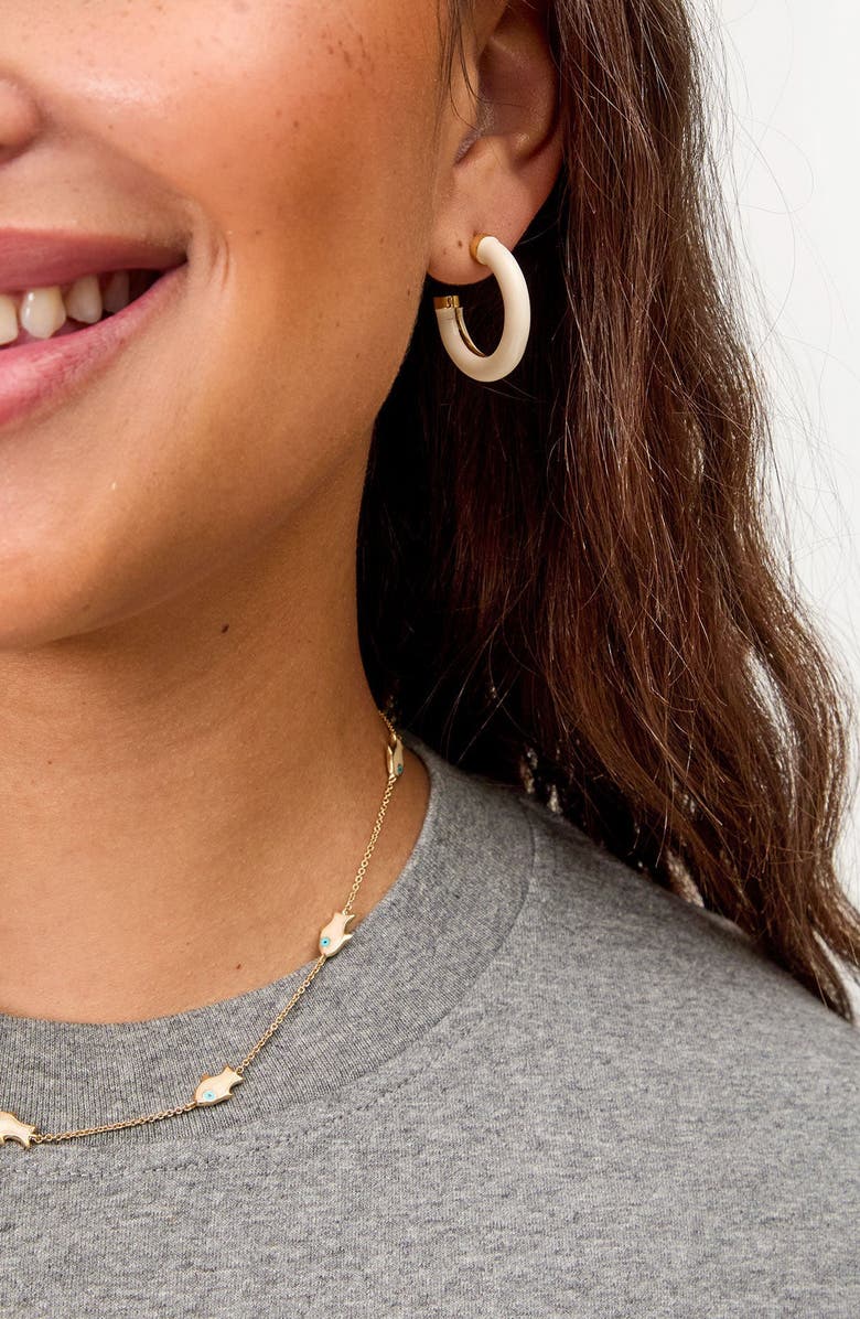 Clare V. Le Tube Hoop Earrings, Alternate, color, Cream