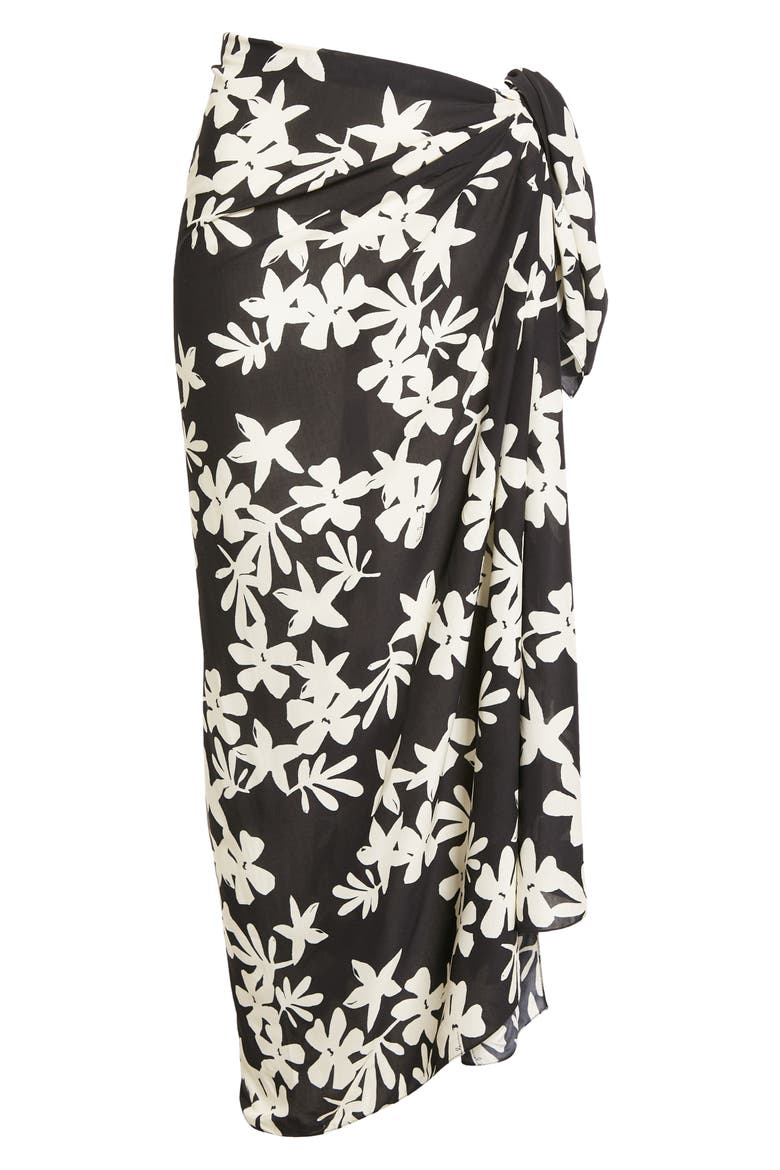 Sea Floral Sarong, Alternate, color, BLACK