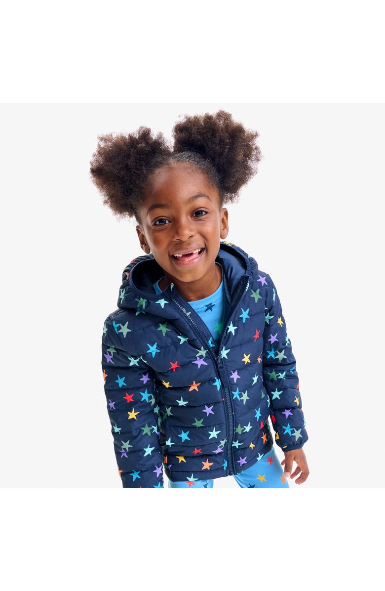 Primary Lightweight Puffer Jacket In Rainbow Confetti Stars, Alternate, color, Navy Confetti Stars